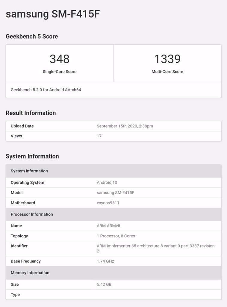 Geekbench-Samsung-Galaxy-F41