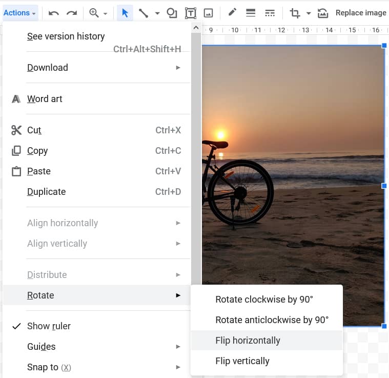 google-docs-image-flip-options