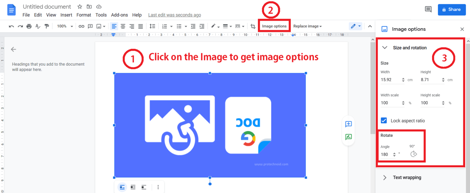 How to rotate image in Google Docs ProTechnoid