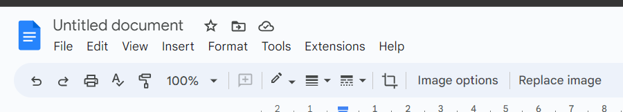 Image Options in Toolbar