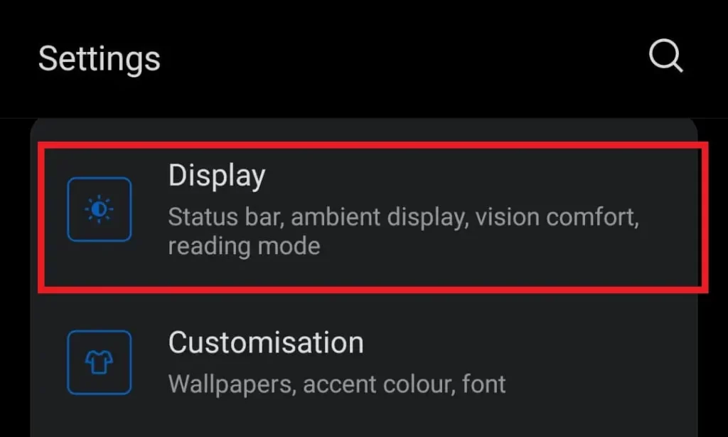 Display Settings on Android