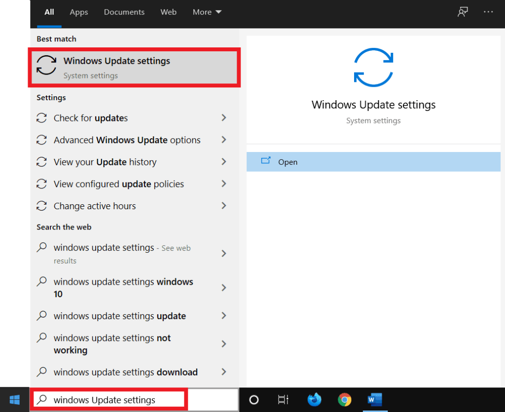 search-windows-update-settings