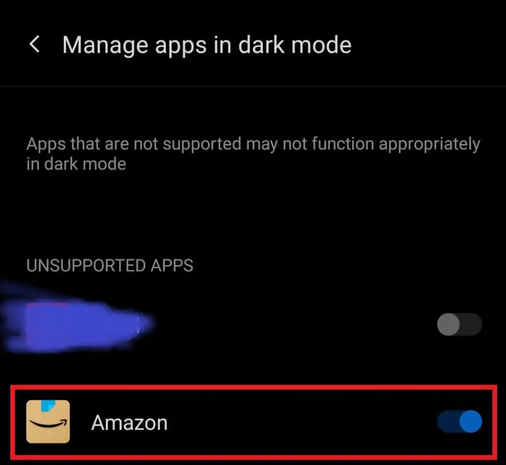 Turn on Dark Mode for Amazon App Android