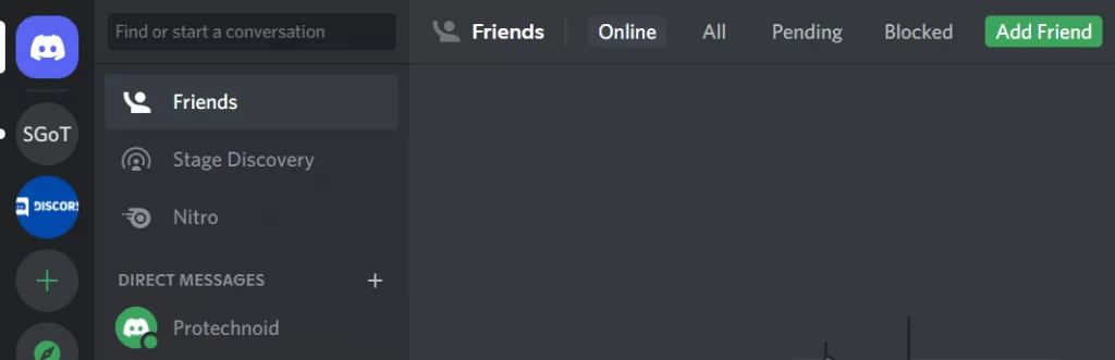Search in your Friends list in Discord