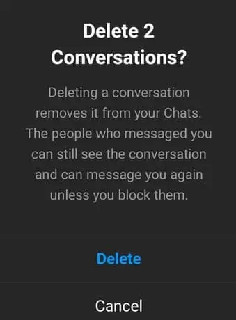 Confirm delete messages on Instagram