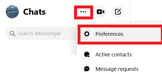 Select Preferences on Messenger Web