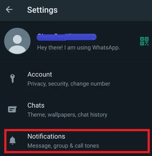 Whatsapp Notifications settings