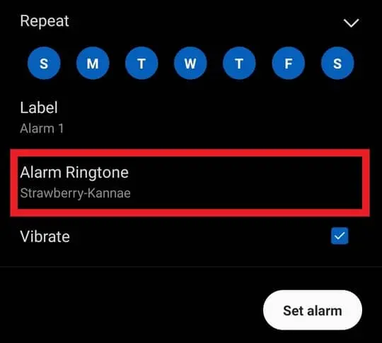 Go to Alarm Ringtone