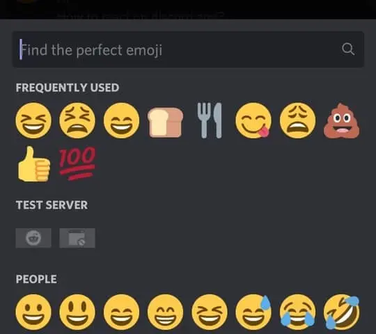 Select a emoji to react on discord