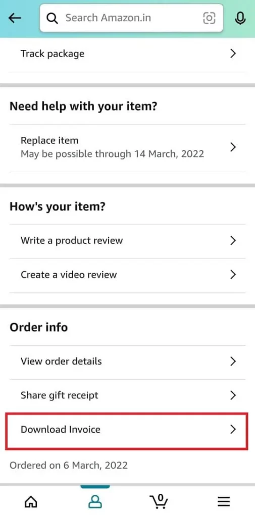 Amazon Order Info