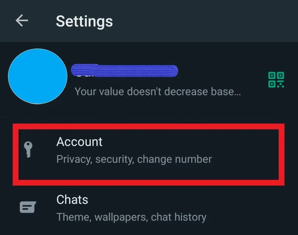 Select-account-in-settings-whatsapp