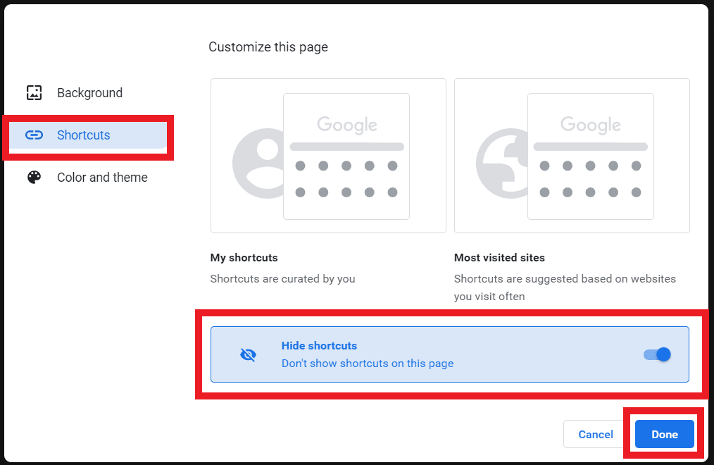 hide-google-chrome-shortcuts