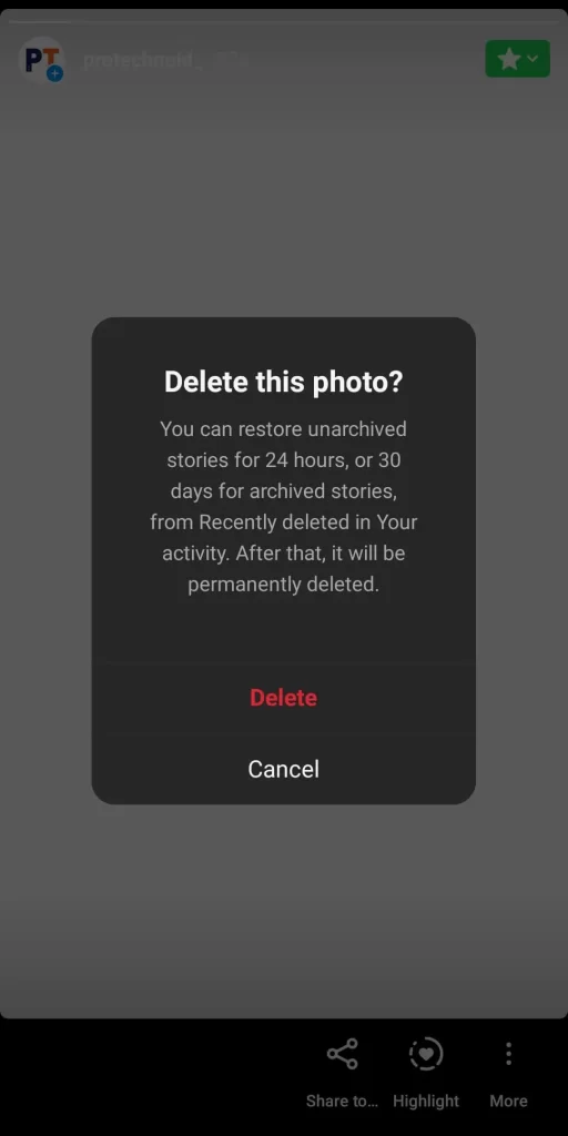 Confirm delete to remove story